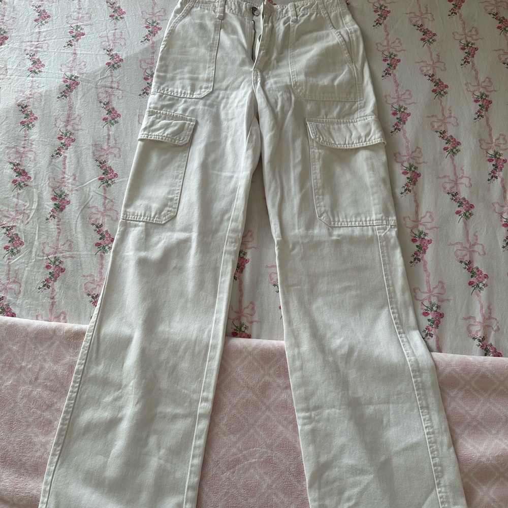 Zara White Cargo Women Jeans